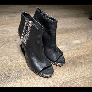 Barney’s coop wedge open toe bootie